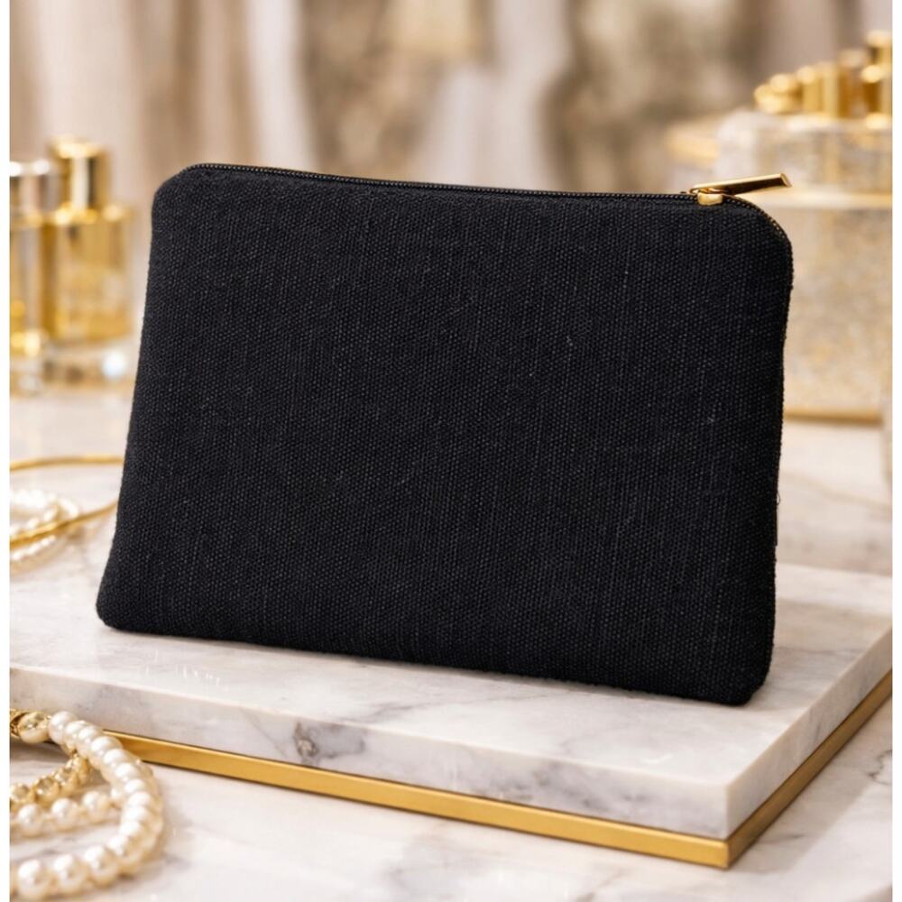 Kay Lee Black Metallic Zipper Coin Purse New - Picture 2 of 2